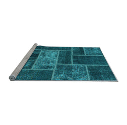 Sideview of Machine Washable Patchwork Light Blue Transitional Rug, wshabs1267lblu