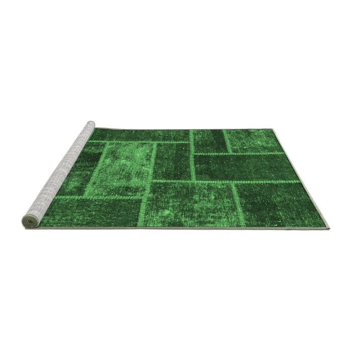 Sideview of Machine Washable Patchwork Emerald Green Transitional Area Rugs, wshabs1267emgrn