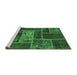 Sideview of Machine Washable Patchwork Emerald Green Transitional Area Rugs, wshabs1267emgrn