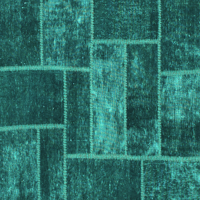 Square Machine Washable Patchwork Turquoise Transitional Area Rugs, wshabs1267turq