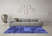 Machine Washable Patchwork Blue Transitional Rug in a Living Room, wshabs1267blu