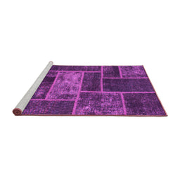 Sideview of Machine Washable Patchwork Pink Transitional Rug, wshabs1267pnk