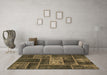 Machine Washable Patchwork Brown Transitional Rug in a Living Room,, wshabs1267brn