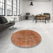 Round Abstract Orange Modern Rug in a Office, abs1268