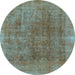 Round Machine Washable Abstract Light Blue Modern Rug, wshabs1268lblu