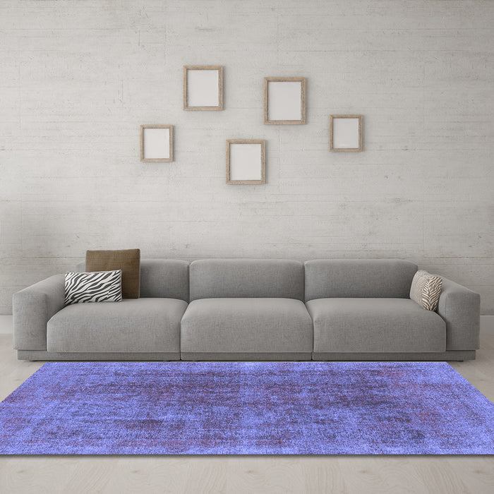 Machine Washable Abstract Blue Modern Rug in a Living Room, wshabs1268blu