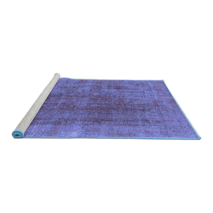 Sideview of Machine Washable Abstract Blue Modern Rug, wshabs1268blu