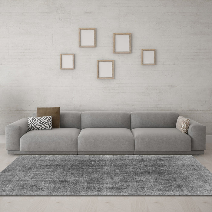 Machine Washable Abstract Gray Modern Rug in a Living Room,, wshabs1268gry