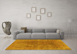 Machine Washable Abstract Yellow Modern Rug in a Living Room, wshabs1268yw