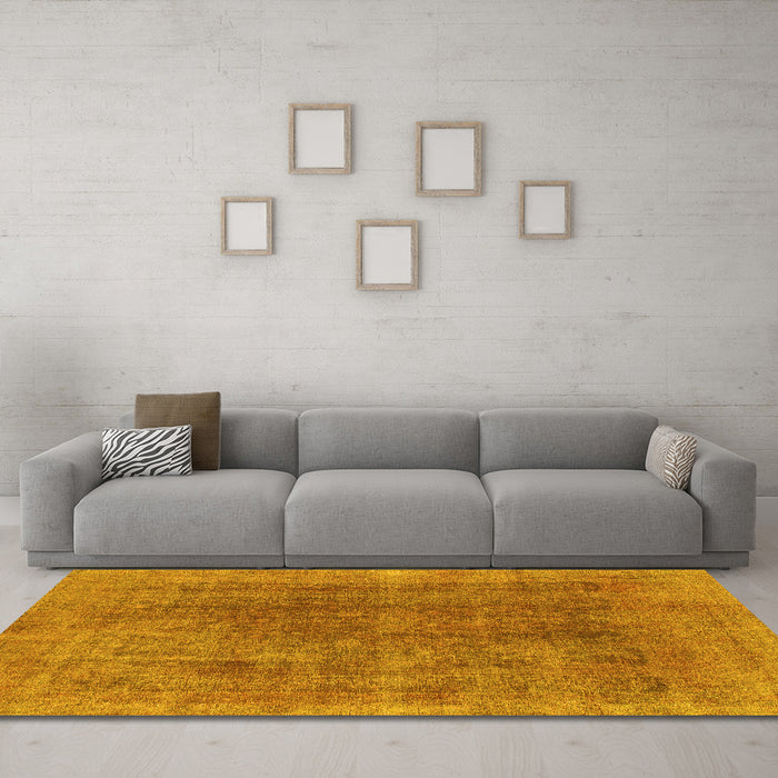 Machine Washable Abstract Yellow Modern Rug in a Living Room, wshabs1268yw