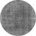 Round Machine Washable Abstract Gray Modern Rug, wshabs1268gry