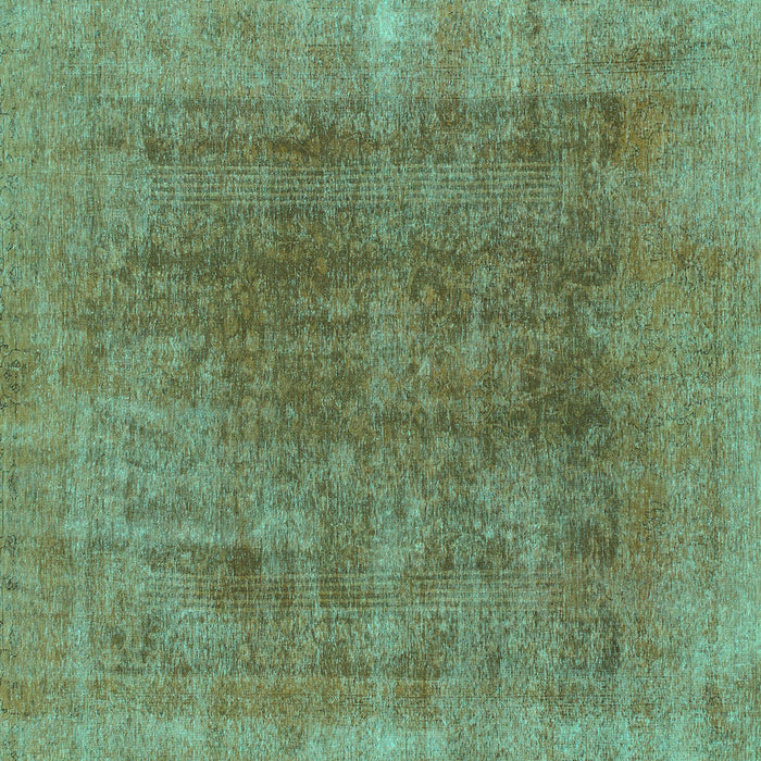 Square Machine Washable Abstract Turquoise Modern Area Rugs, wshabs1268turq