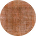 Round Machine Washable Abstract Orange Rug, wshabs1268