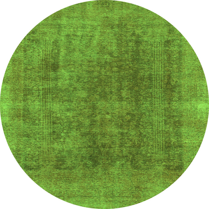 Round Machine Washable Abstract Green Modern Area Rugs, wshabs1268grn