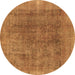 Round Abstract Brown Modern Rug, abs1268brn