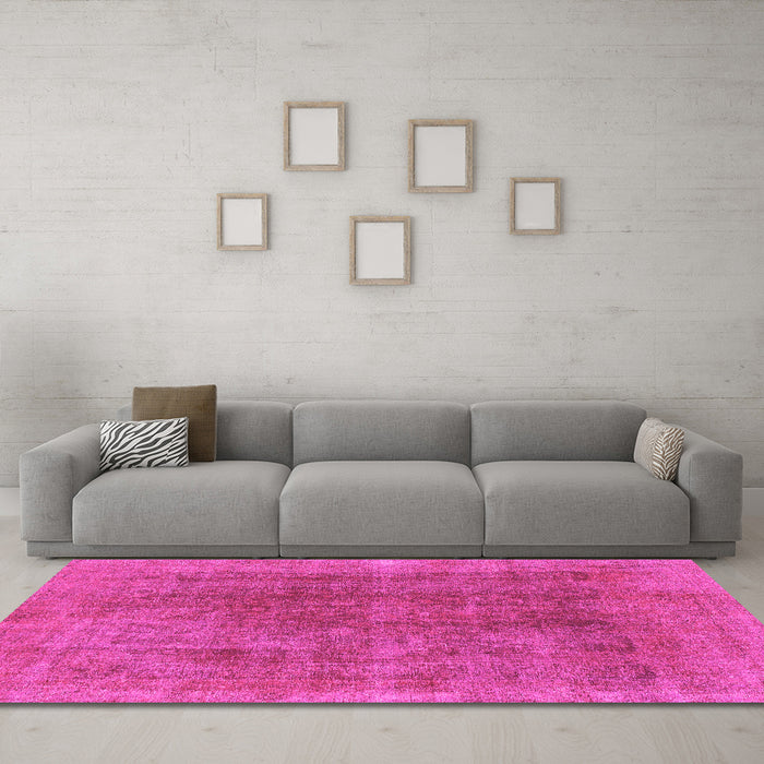 Machine Washable Abstract Pink Modern Rug in a Living Room, wshabs1268pnk