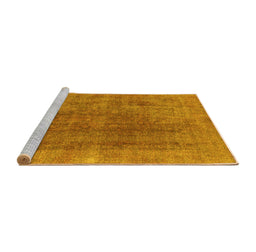 Sideview of Machine Washable Abstract Yellow Modern Rug, wshabs1268yw