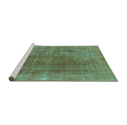 Sideview of Machine Washable Abstract Turquoise Modern Area Rugs, wshabs1268turq