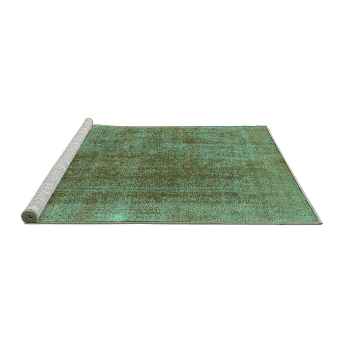 Sideview of Machine Washable Abstract Turquoise Modern Area Rugs, wshabs1268turq
