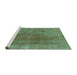 Sideview of Machine Washable Abstract Turquoise Modern Area Rugs, wshabs1268turq