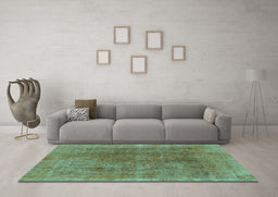 Machine Washable Abstract Turquoise Modern Area Rugs in a Living Room,, wshabs1268turq