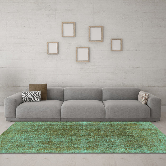 Machine Washable Abstract Turquoise Modern Area Rugs in a Living Room,, wshabs1268turq