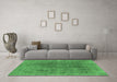 Machine Washable Abstract Emerald Green Modern Area Rugs in a Living Room,, wshabs1268emgrn