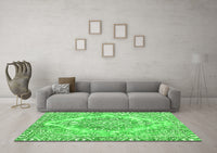 Machine Washable Abstract Green Modern Rug, wshabs1269grn