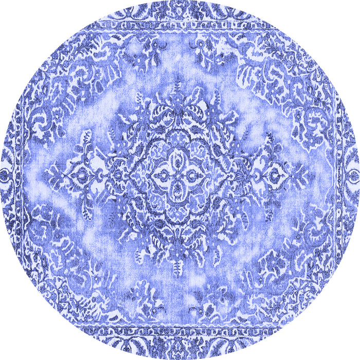 Round Machine Washable Abstract Blue Modern Rug, wshabs1269blu
