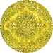 Round Abstract Yellow Modern Rug, abs1269yw