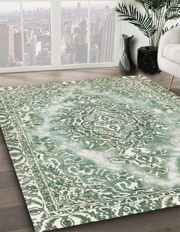 Abstract Camouflage Green Modern Rug in Family Room, abs1269