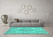 Machine Washable Abstract Turquoise Modern Area Rugs in a Living Room,, wshabs1269turq