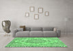 Machine Washable Abstract Emerald Green Modern Area Rugs in a Living Room,, wshabs1269emgrn