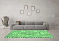 Machine Washable Abstract Emerald Green Modern Rug, wshabs1269emgrn