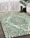 Machine Washable Abstract Camouflage Green Rug in a Family Room, wshabs1269