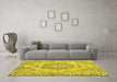 Machine Washable Abstract Yellow Modern Rug in a Living Room, wshabs1269yw