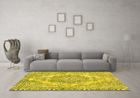 Machine Washable Abstract Yellow Modern Rug, wshabs1269yw