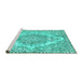 Sideview of Machine Washable Abstract Turquoise Modern Area Rugs, wshabs1269turq