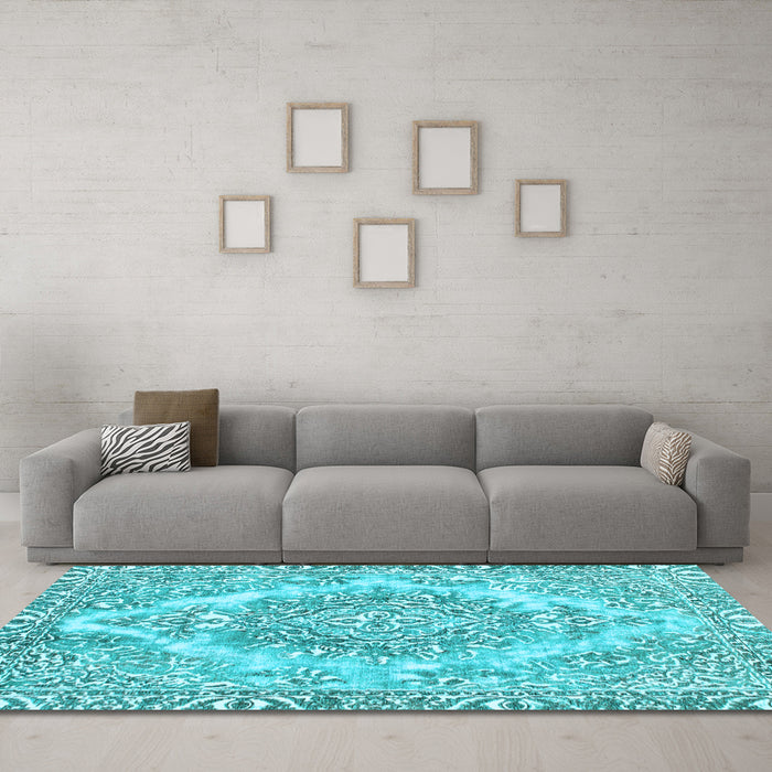 Machine Washable Abstract Light Blue Modern Rug in a Living Room, wshabs1269lblu