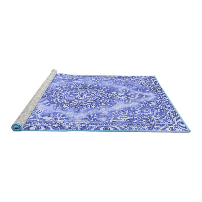 Sideview of Machine Washable Abstract Blue Modern Rug, wshabs1269blu