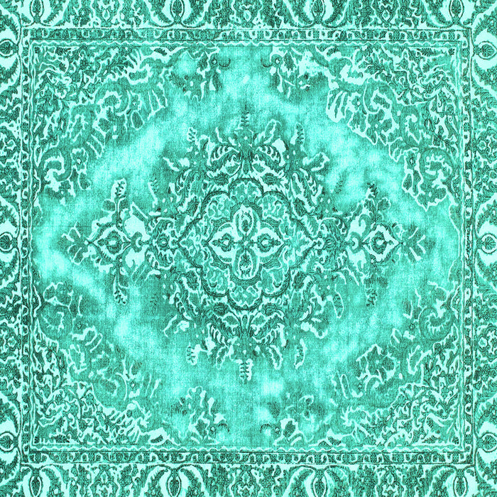 Square Abstract Turquoise Modern Rug, abs1269turq