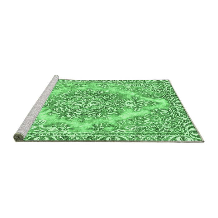 Sideview of Machine Washable Abstract Emerald Green Modern Area Rugs, wshabs1269emgrn