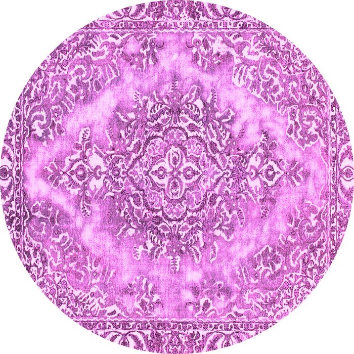 Round Machine Washable Abstract Pink Modern Rug, wshabs1269pnk