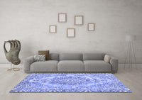 Machine Washable Abstract Blue Modern Rug, wshabs1269blu