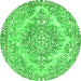 Round Abstract Green Modern Rug, abs1269grn