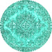 Round Abstract Turquoise Modern Rug, abs1269turq