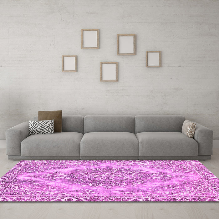 Machine Washable Abstract Pink Modern Rug in a Living Room, wshabs1269pnk