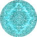 Round Machine Washable Abstract Light Blue Modern Rug, wshabs1269lblu