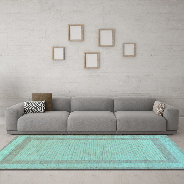 Machine Washable Solid Light Blue Modern Rug in a Living Room, wshabs126lblu
