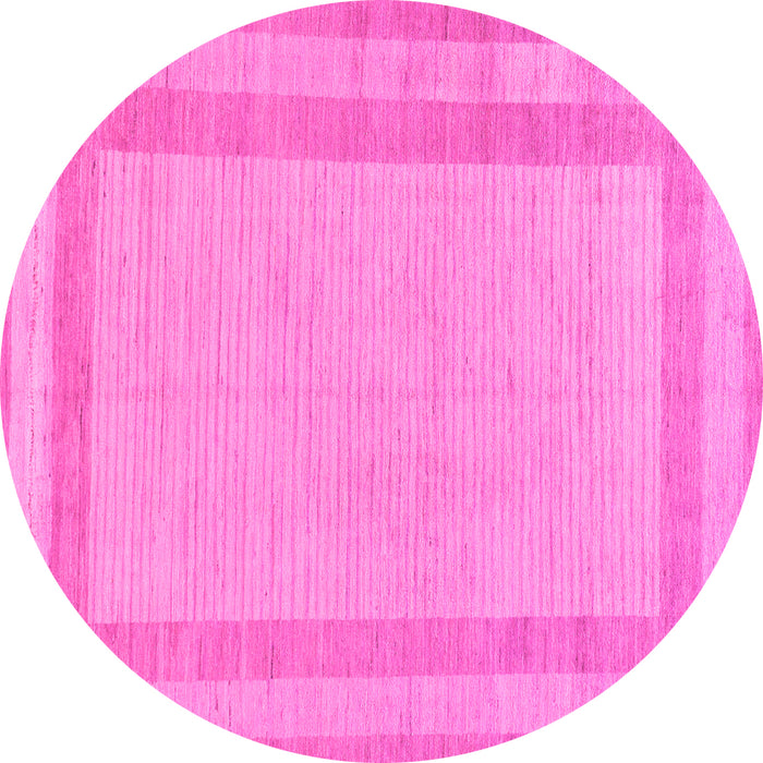 Round Machine Washable Solid Pink Modern Rug, wshabs126pnk